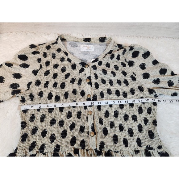 Yellowberry Women's‎ Gray w/Black Dot Long Sleeve V-Neck Felicity Dress Size XL - Picture 5 of 6